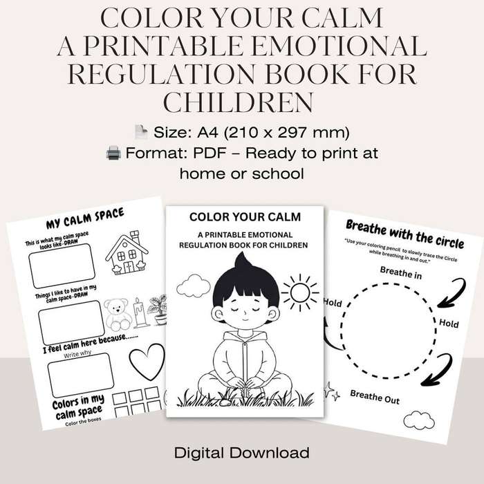 Emotional Regulation Book for Children: Color Your Calm (27-Page Printable PDF)