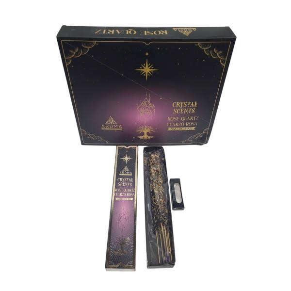 Aroma Crystal Scents Rose Quartz Incense Full Box (12 Packs) with Crystals  Secret Sense