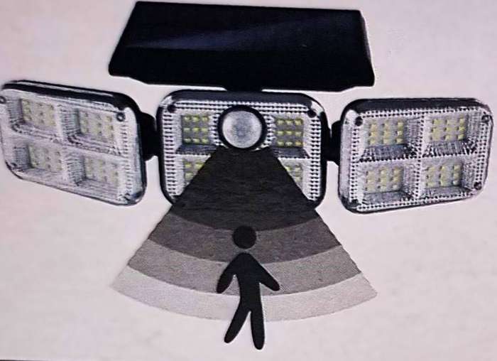 3-Head Solar Outdoor Motion Sensor Light  Waterproof LED Security Light