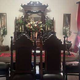 Antique Jacobean Furniture Collection  Buffet Table + Dark Oak Dining Set