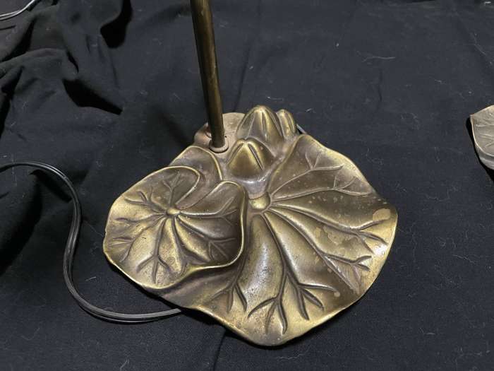Vintage Tiffany-Style Lily Pad 2-Arm Table Lamp Bases