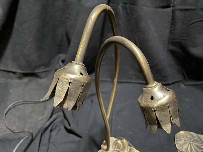 Vintage Tiffany-Style Lily Pad 2-Arm Table Lamp Bases