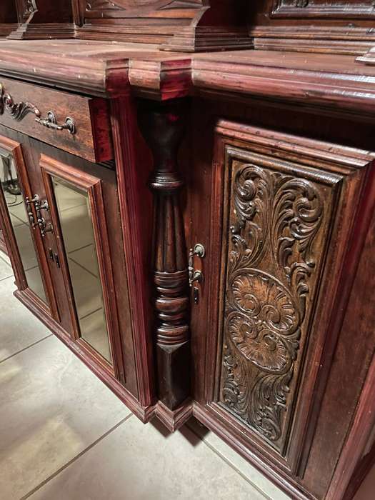 Antique Jacobean Furniture Collection  Buffet Table + Dark Oak Dining Set
