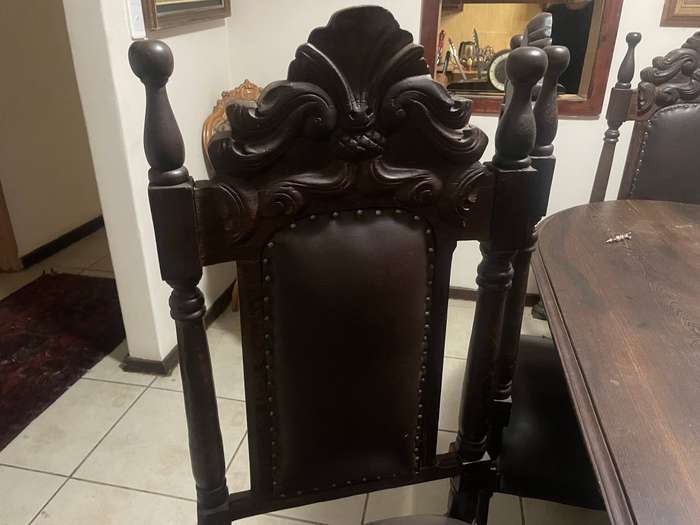 Antique Jacobean Furniture Collection  Buffet Table + Dark Oak Dining Set