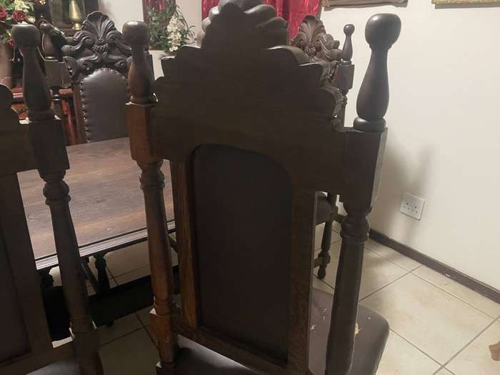 Antique Jacobean Furniture Collection  Buffet Table + Dark Oak Dining Set