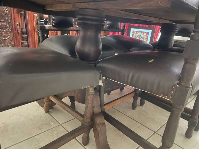 Antique Jacobean Furniture Collection  Buffet Table + Dark Oak Dining Set