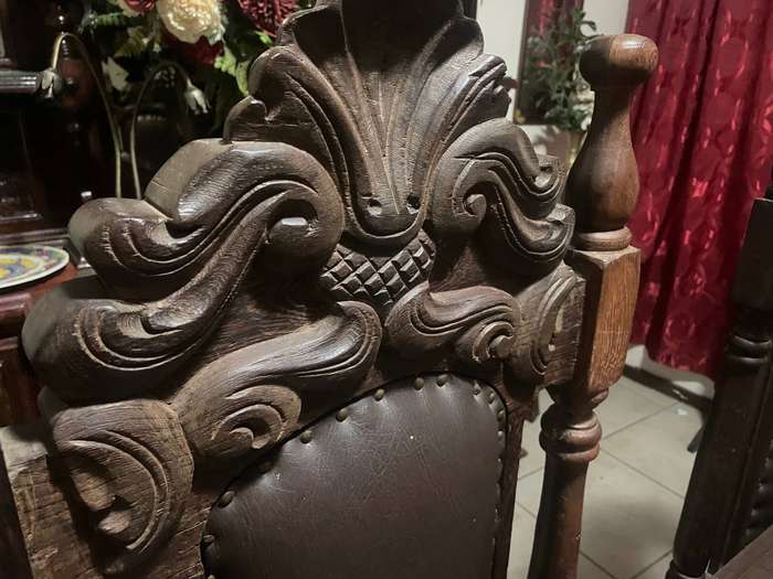 Antique Jacobean Furniture Collection  Buffet Table + Dark Oak Dining Set