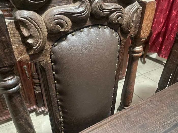 Antique Jacobean Furniture Collection  Buffet Table + Dark Oak Dining Set