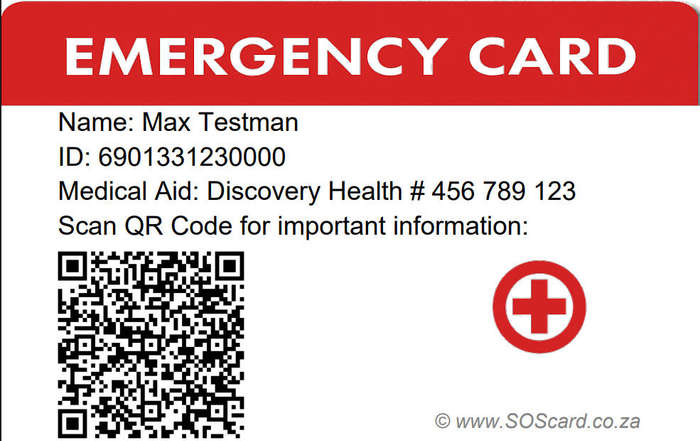 Emergency Card  Durable PVC with QR Code for Your Emergency Contacts