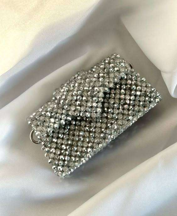 Amber. crystal beaded bag