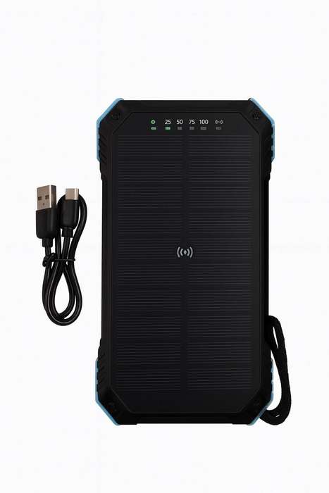 20000Mah High Capacity Solar Powered Water, Shock & Dust Proof LED 5w Wireless Charging Power Bank
