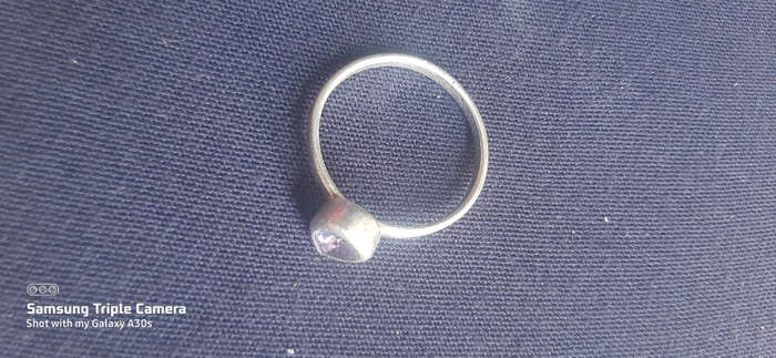 Vintage Amethyst Sterling Siver Dainty Teardrop Ring