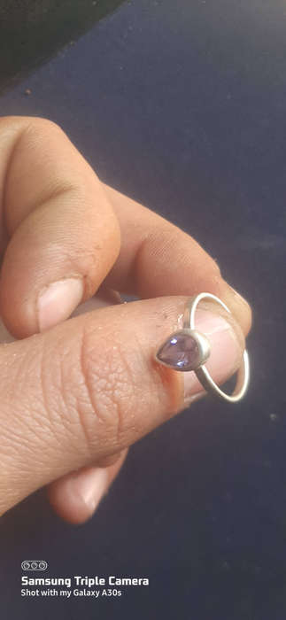 Vintage Amethyst Sterling Siver Dainty Teardrop Ring