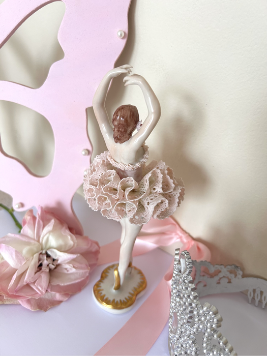 Antique Irish Dresden Porcelain Lace Ballerina Doll