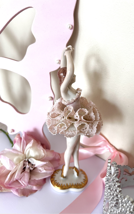 Antique Irish Dresden Porcelain Lace Ballerina Doll