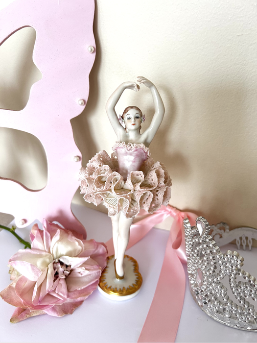 Antique Irish Dresden Porcelain Lace Ballerina Doll