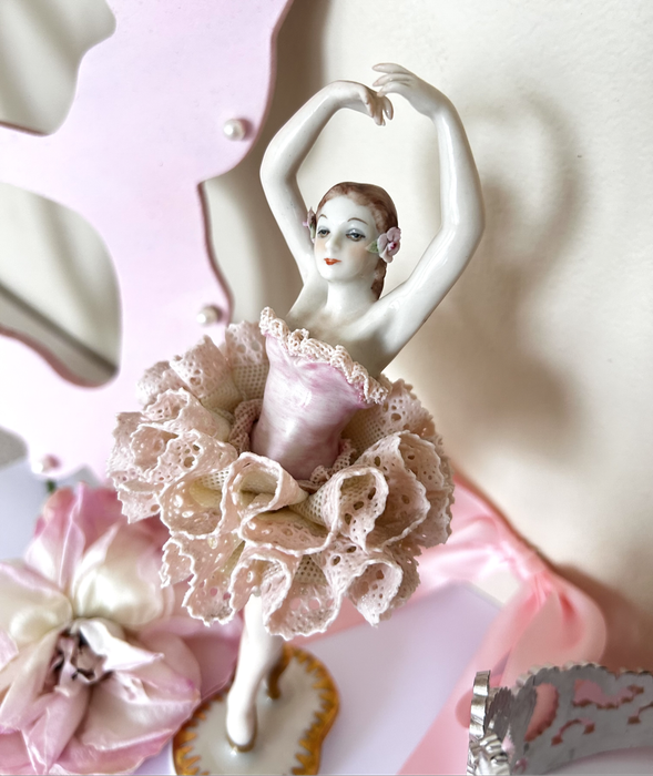 Antique Irish Dresden Porcelain Lace Ballerina Doll
