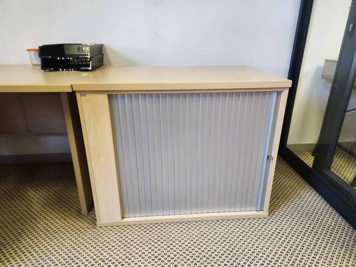 Office desk and file cabinet