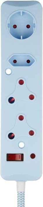 Switched 4-Way Multiplug with Surge Protection and Safety Shutters, Blue