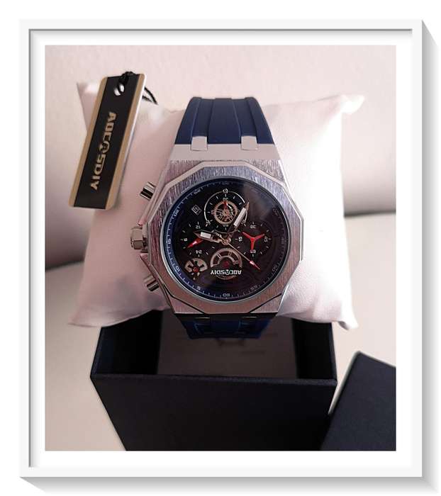 AOCASDIY Luxury Quartz Men's Multi-Functional Watch with Date Display and Polygon Dial - Deep Blue*
