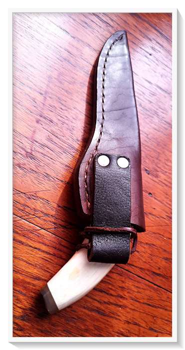 A Fine Hand-Forged Tiger Steel Hunting Knife crafted from a Warthog Tusk - 240mm in Length