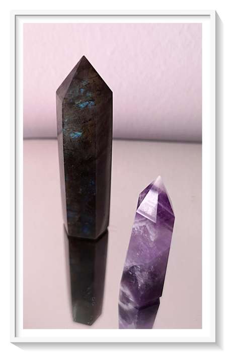 Mystical Labrodorite Crystal 80mm and a Striking Amathyst Tower measuring 60mm