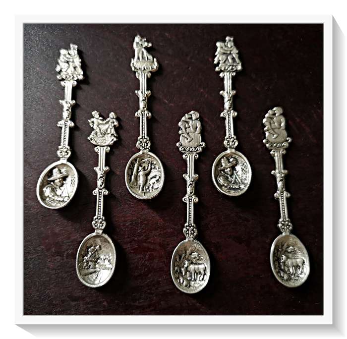 A Set of Six Ornate and Delicate Vintage Teaspoons - Made in Holland - In Beautiful Condition***