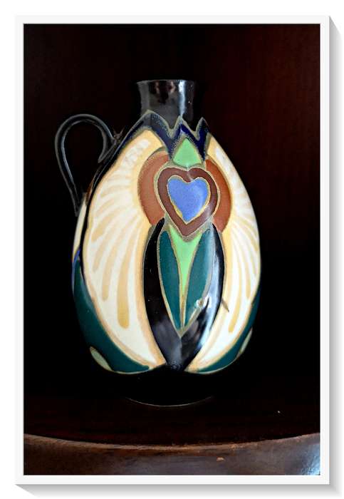 A Striking Little Ceramic Vase with Markings on the bottom: Gliter - American Art Pottery