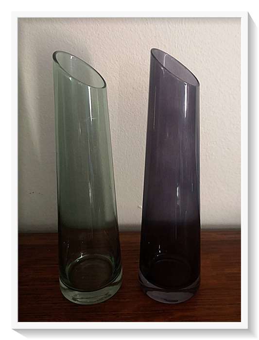 A beautiful Pair of Cone Shaped Glass Vases - Dimensions 160mm by 60mm