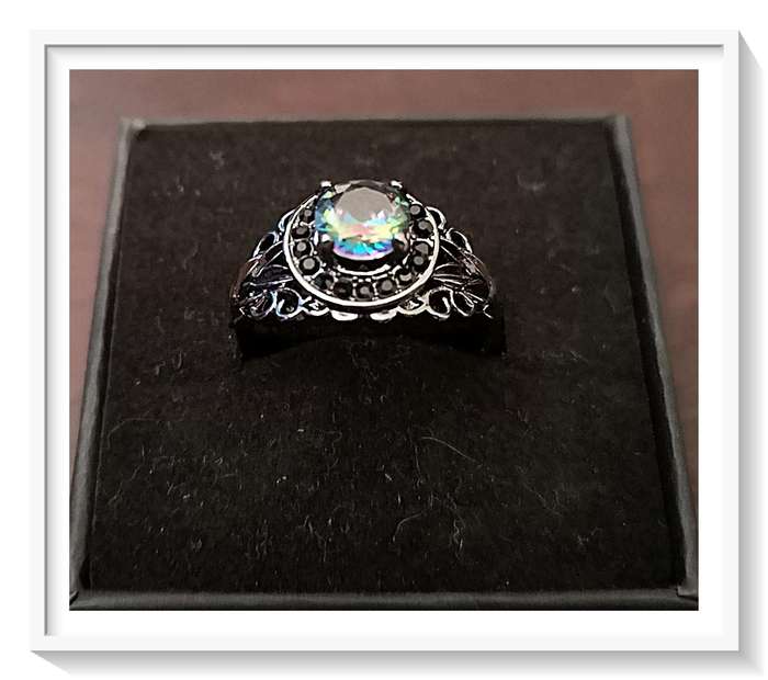 A Darkly Stylish Faux Topaz High Fashion Gothic Style Ring for Her - Size 7 - Just Magical!