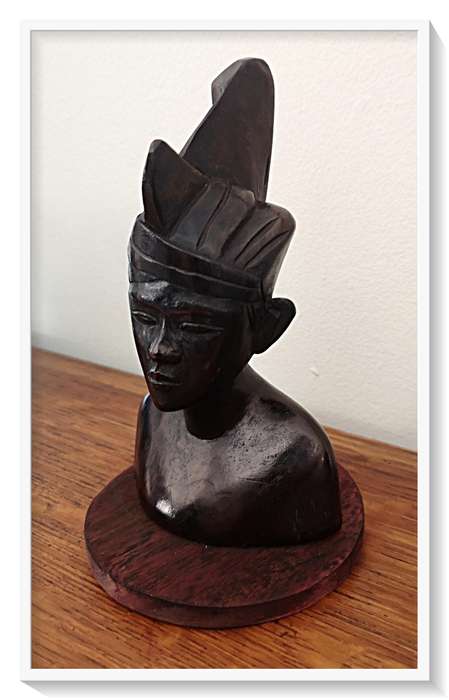 Beautifully Carved Wooden Bust - Female Tribal Figure - Stunning Intricate Detail Size 80mm by 160mm
