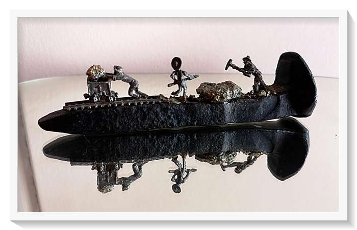 Genuine Old Railway Sleeper Nail Decorated with Lead and Fools Gold - City of Matlosana ***