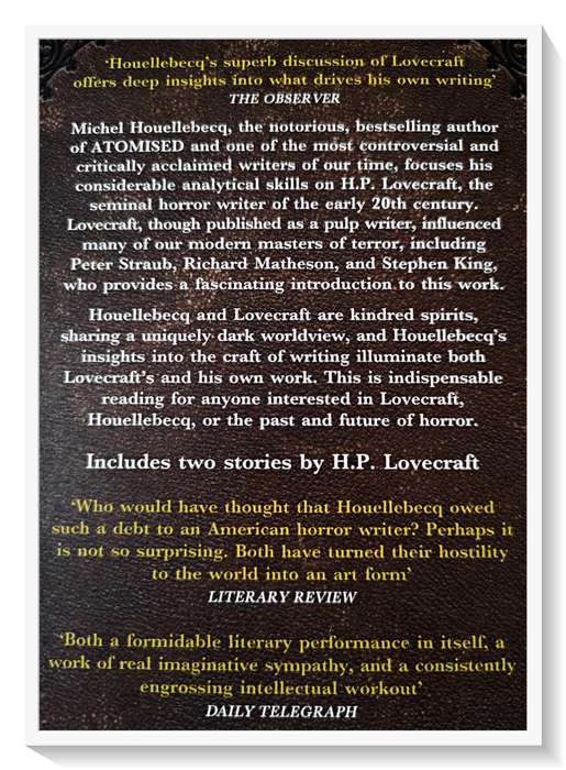 Michel Houellebecq: LOVECRAFT Against the World, Against Life - Intro by Stephen King VG+