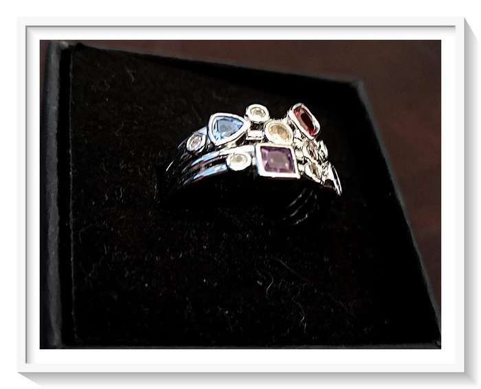 Multi-Facet and Multi-Coloured Chrome-Coated Copper Ring - Size 7 - For Her***
