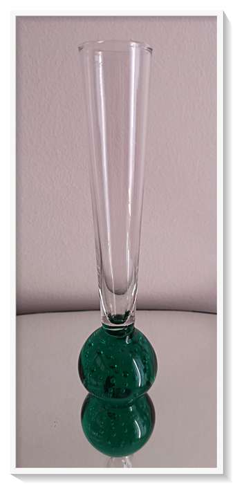 Retro 1960s Controlled Bubble Spherical Murano Flute Vase - Height: 200MM - No Chips or Cracks *