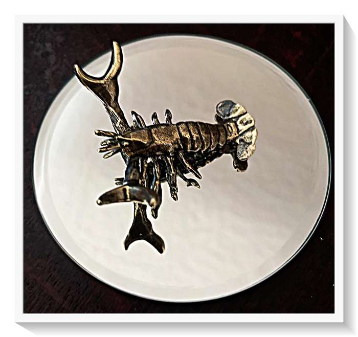 Small Copper or Iron Lobster with Outward Nippers to Serve as a Pen or Pencil Holder Gift*