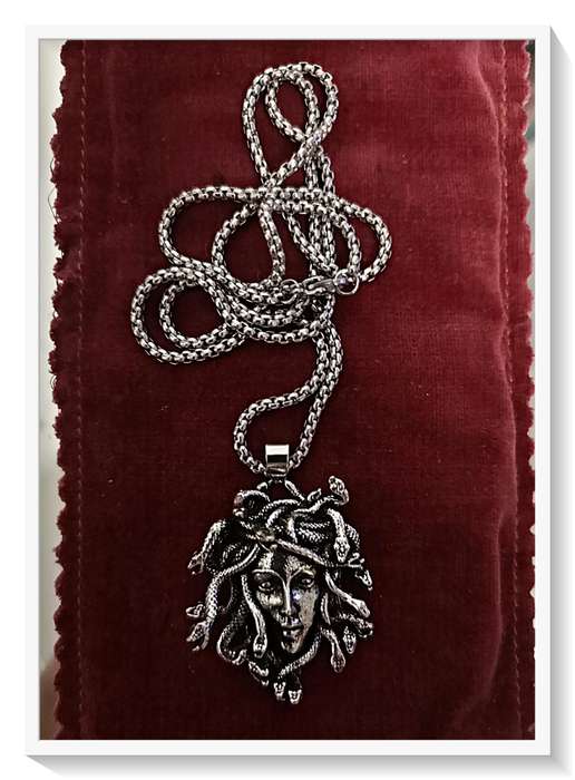 Snake Haired Medusa Pendant with Chain - Mythology Metal Necklace - Unisex Jewelry ***