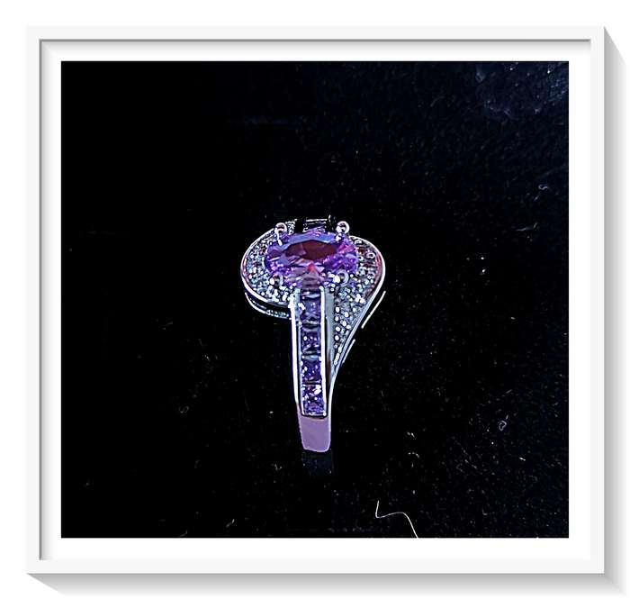 Sterling Silver 925 Ring - Size 8 - Amethyst Zircon - A Quality Ring for a Quality Dame