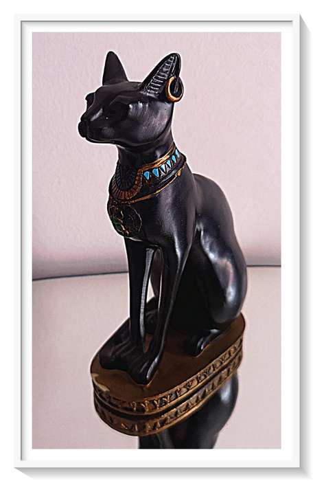 Exquisite Vintage circa 1960s Egyptian Cat painted with enamel - Height 180mm by Width 110mm
