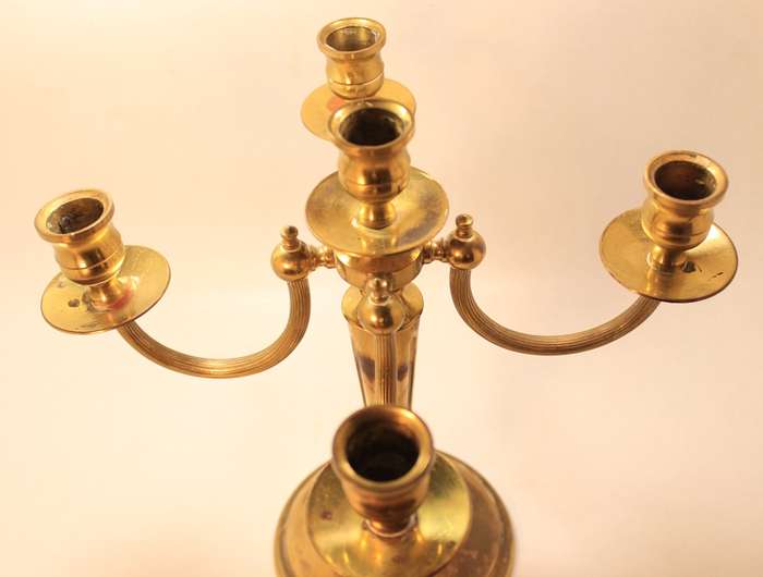 Vintage Brass 5 Sconce Table Top Candle Stick Holder