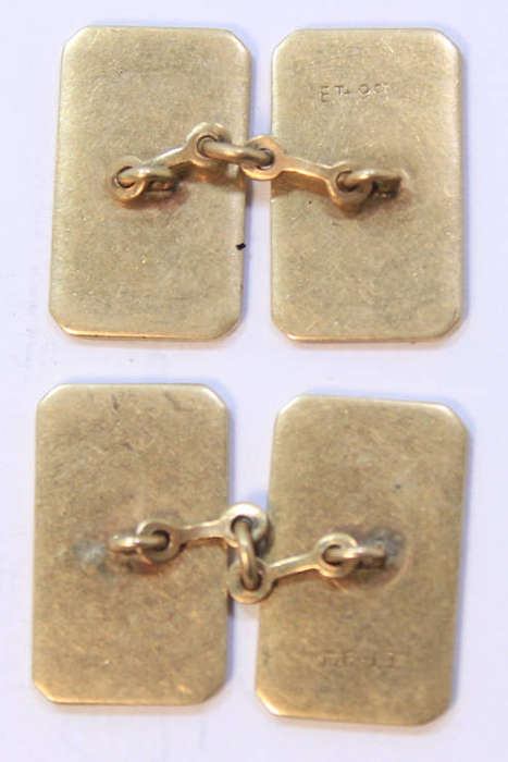 Vintage Pair Of 9ct Gold Plated Engraved Cufflinks 1940's