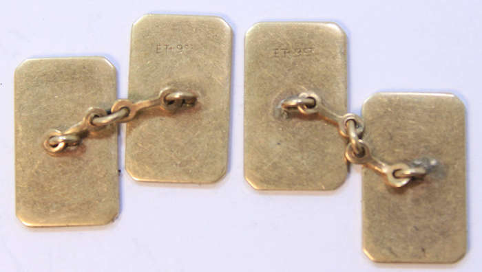 Vintage Pair Of 9ct Gold Plated Engraved Cufflinks 1940's