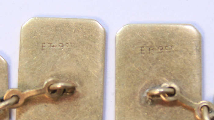 Vintage Pair Of 9ct Gold Plated Engraved Cufflinks 1940's