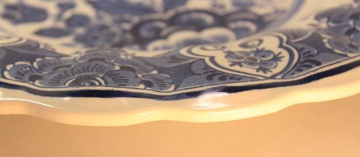 Vintage Large Blauw Delfts Distel Blue & White Display Bowl.