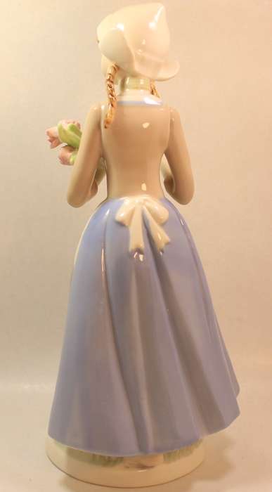 Heritage Porcelain Dutch Girl with Flower Posy and Pigtails