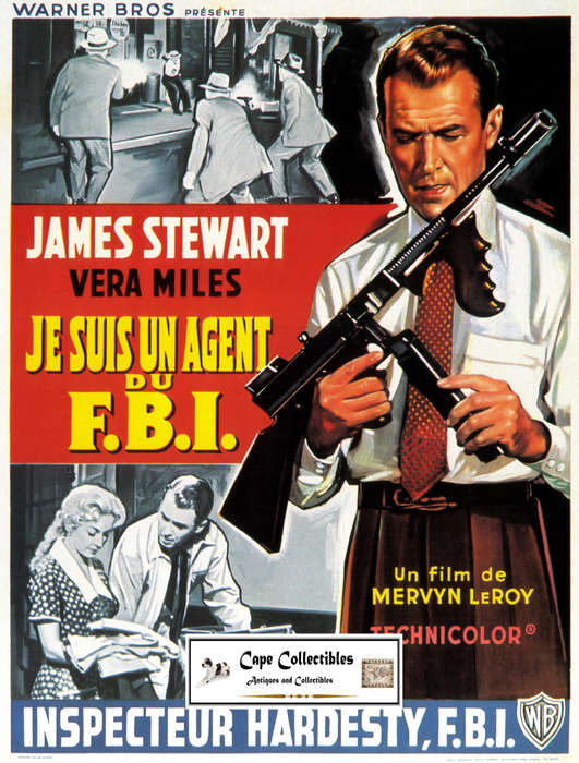 Vintage FBI Story Film Noir Poster Digital Download (French Title)