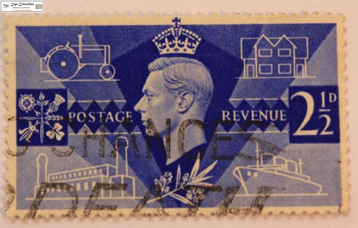 Great Britain 2 1/2 Pence 1946 Peace Issue George VI Stamp (Scott 264)