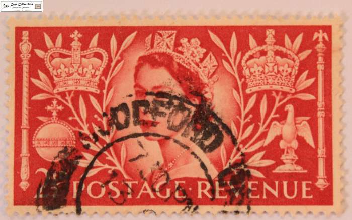 Great Britain 2 1/2 Pence 1953 Queen Elizabeth II Coronation Stamp (Scott 313)