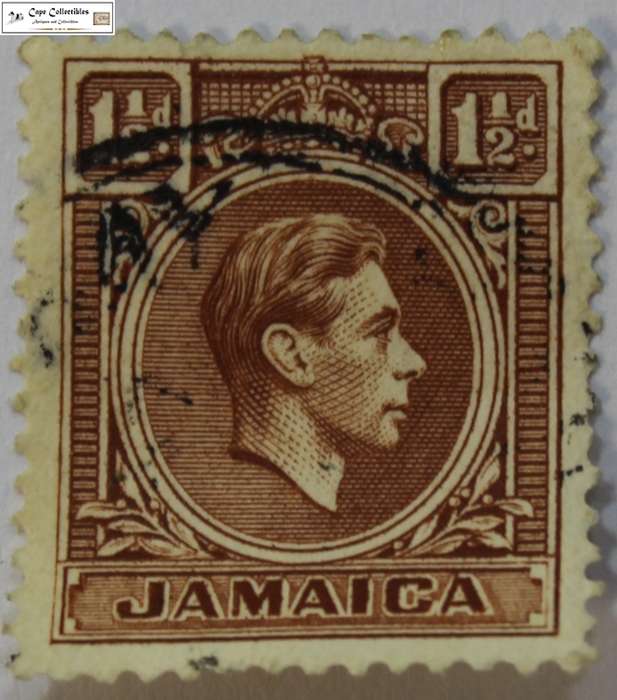 Jamaica 1 1/2 Pence 1938-1951 King George VII Stamp (Scott 118)