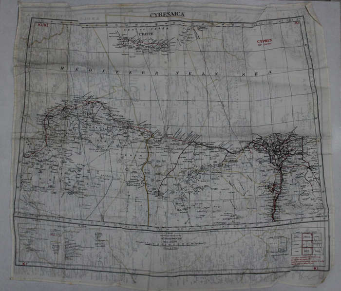 WW2 RAF and UDF Pilots Silk Escape Map Grid K2/K1 North Africa & K1/K2 Cyrenaica